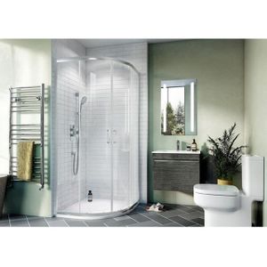 Crosswater Kai kwartronde douchecabine met 2 schuifdeuren 80x80x190cm met 6mm helder veiligheidsglas zilver KLQDS0800