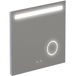 Thebalux Type F spiegel 80x70cm Rechthoek met verlichting en spiegelverwarming incl vergrotende spiegel led aluminium 4SP80038