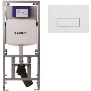 Geberit Inbouwreservoir - UP320 - QeramiQ metal bedieningsplaat - dualflush - rechthoekige knoppen - metaal wit mat SW706191 0701131