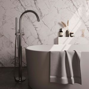 Brauer Brushed Edition Staande Badkraan - handdouche staaf 1 stand -2 gladde knoppen - PVD - geborsteld RVS 5-NG-259