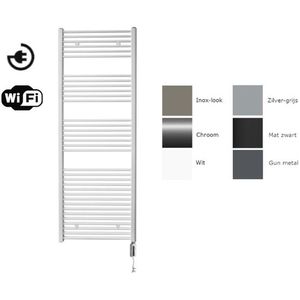 Sanicare electrische design radiator 172 x 45 cm. inox-look met WiFi thermostaat chroom HRAWC451720/I