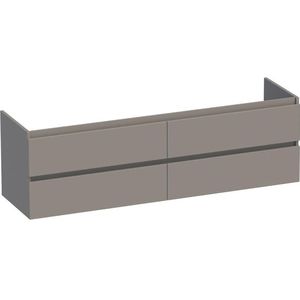 BRAUER Solution Wastafelonderkast - 160x46x50cm - 4 softclose greeploze lades - 2 sifonuitsparing - MDF - mat taupe 1767