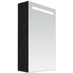 Saniclass Double Face Spiegelkast - 60x70x15cm - verlichting - geintegreerd - 1 linksdraaiende spiegeldeur - MFC - black wood 7063L