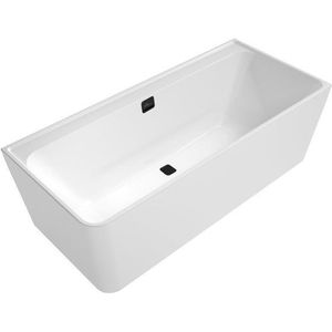 Villeroy & Boch Collaro half vrijstaand hoekbad 180x80cm rechthoek hoek rechts overloop mat zwart Acryl Glans Wit uba180cor9cr00vn01
