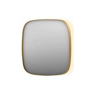 INK SP30 spiegel - 80x4x80cm contour in stalen kader incl indir LED - verwarming - color changing - dimbaar en schakelaar - geborsteld mat goud 8409722