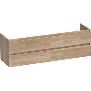 BRAUER Solution Wastafelonderkast - 160x46x50cm - 4 softclose greeploze lades - 2 sifonuitsparing - hout - grey oak OK-NWS160GO