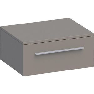 BRAUER Sharp Wastafelonderkast - 60x46x27cm - 1 softclose lade - zonder greep - zonder sifonuitsparing - topblad MDF - mat taupe 1509