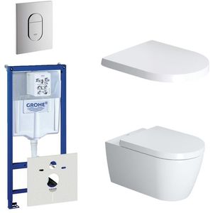 Duravit Starck Me Toiletset - inbouwreservoir - diepspoel - wandcloset - softclose - bedieningsplaat verticaal - chroom 0729205/0729240/0293433/0293435/