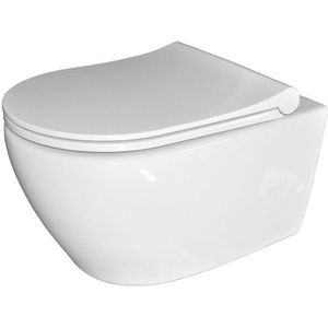 Sanicare Rondo toiletset 51.5x36cm met bidetspoeler spoelrandloos incl zitting wit SK5508SL-SK5510-BD