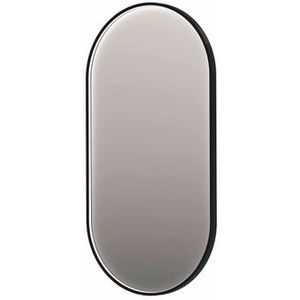 INK SP21 spiegel - 100x4x50cm ovaal in stalen kader incl indir LED - verwarming - color changing - dimbaar en schakelaar - geborsteld metal black 8409474