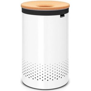 Brabantia Wasmand - met Deksel - 60 L - White / Kurken Deksel