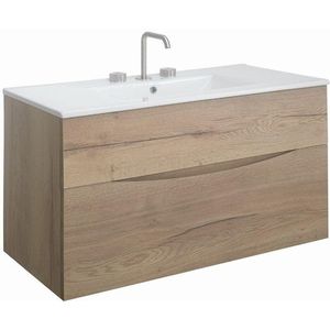 Crosswater Glide II Wastafelonderkast - 100x45x52cm - 2 lades - greeploos - windsor oak GL1000D2WO