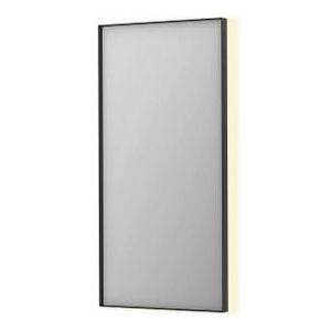 INK SP32 spiegel - 50x4x100cm rechthoek in stalen kader incl indir LED - verwarming - color changing - dimbaar en schakelaar - geborsteld metal black 8410015