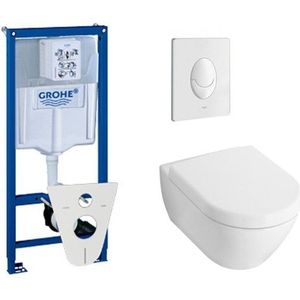 Villeroy & Boch Subway 2.0 toiletset met inbouwreservoir, closetzitting en bedieningsplaat wit 0729122/0124005/0729205/ga75539/