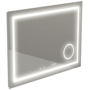 Thebalux Type I spiegel 100x75cm Rechthoek met verlichting, bluetooth en spiegelverwarming incl vergrotende spiegel led aluminium 4SP100020