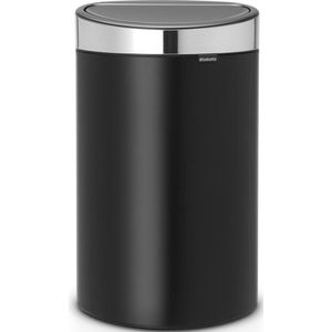 Brabantia Touch Bin Afvalemmer - 40 liter - kunststof binnenemmer - matt black - matt steel fingerprint proof 114847