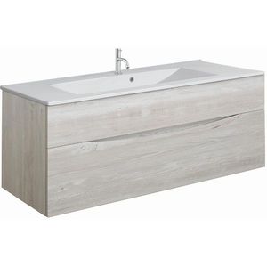 Crosswater Glide II Badmeubelset - 100x45x52cm - 2 lades - greeploos - wastafel ice white - 1 kraangat - nordic oak SW876205 sw487216