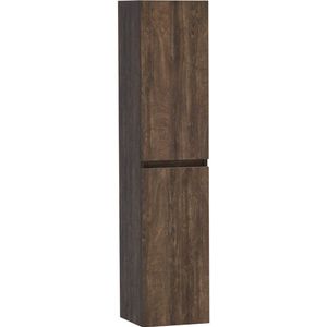 Saniclass Solution Badkamerkast - 160x35x35cm - 2 greeploze links- rechtsdraaiende deur - MFC - burned bark 7839