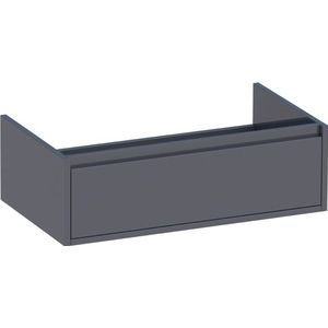 Saniclass Thin Wastafelonderkast - 80x46x25cm - 1 greeploos lade - 1 sifonuitsparing - MDF - hoogglans grijs 1762