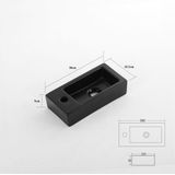 QeramiQ Fuente Fontein - 38x18.5x9cm - keramiek - kraangat rechts - Mat Zwart E-8020R-MBL