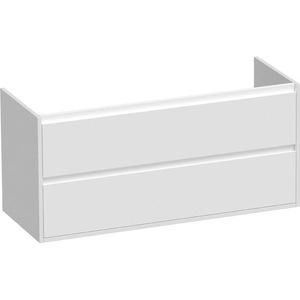 BRAUER New Future Wastafelonderkast - 120x46x55cm - 2 greeploze softclose lades - 2 sifonuitsparingen - MDF - hoogglans wit 10608