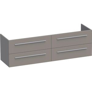 BRAUER EX WastafelOnderkast - 160x46x50cm - 4 softclose lades - zonder greep - 2 sifonuitsparingen - MDF - mat taupe 1267