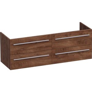 BRAUER EX WastafelOnderkast - 140x46x50cm - 4 softclose lades - zonder greep - 2 sifonuitsparingen - MFC - viking shield 1359