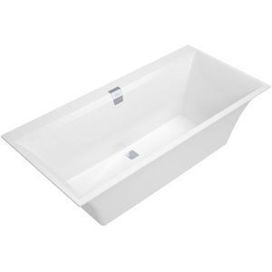 Villeroy & Boch Squaro Edge 12 kunststof bad quaryl rechthoekig 160x75x45cm incl. poten en afvoer /overloopcombinatie wit UBQ160SQE2DV-01