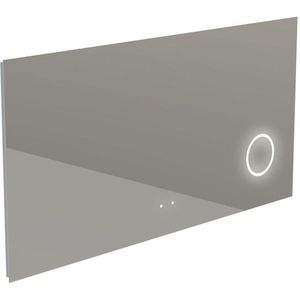 Thebalux Type H spiegel 140x70cm Rechthoek met verlichting en spiegelverwarming incl vergrotende spiegel led aluminium 4SP140019