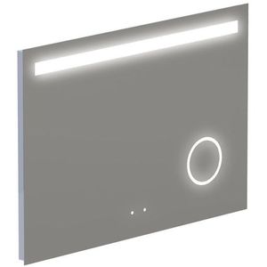 Thebalux Type F spiegel 100x70cm Rechthoek met verlichting en spiegelverwarming incl vergrotende spiegel led aluminium 4SP100038