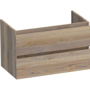 BRAUER Solution Wastafelonderkast - 80x46x50cm - 2 softclose greeploze lades - 1 sifonuitsparing - hout - Vintage oak OK-MES80VO