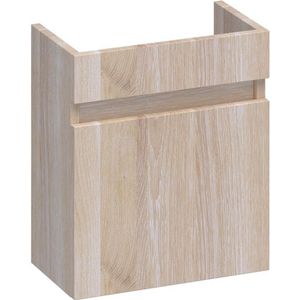 Saniclass Solution Fonteinonderkast - 40x45x22cm - 1 linksdraaiende deur - doorlopende lamellen - geborsteld hout - white oak FO-SLLWO