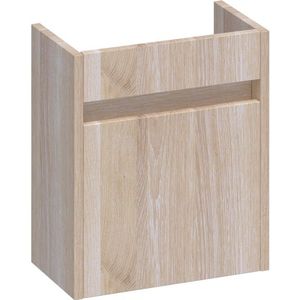 BRAUER Nexxt Fonteinonderkast - 40x45x22cm - 1 rechtsdraaiende deur - greep - doorlopende lamellen - geborsteld hout - white oak FO-NXRWO