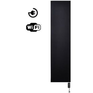 Sanicare Elektrische Design Radiator Denso -180x40cm - Wifi - mat zwart - thermostaat chroom (rechtsonder) HRSWC401800/A