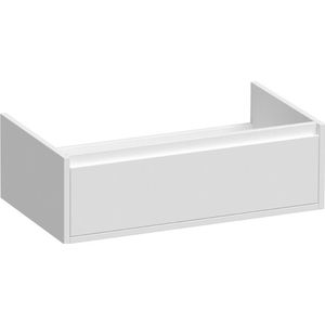 BRAUER Thin Wastafelonderkast - 80x46x25cm - 1 greeploos lade - 1 sifonuitsparing - MDF - mat wit 1844