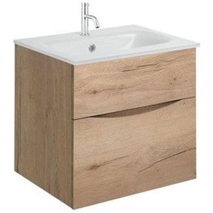 Crosswater Glide II Badmeubelset - 50x45x52cm - 2 lades - greeploos - wastafel wit - kraangat -windsor oak SW487200 SW487189