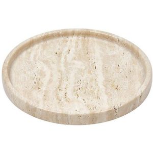 Round Travertine tray Beige