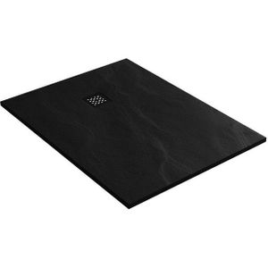 Saniclass Relievo Crag Douchebak - 90x120cm - antislip - antibacterieel - mineraalmarmer - mat zwart DB-RC90x120Z