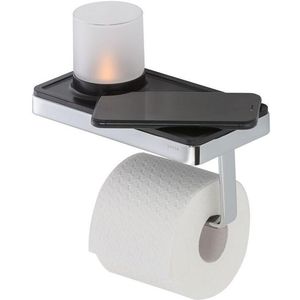 Geesa Frame Toiletrolhouder met planchet en (LED licht)houder Zwart / Chroom 9188890206