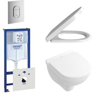 Villeroy & Boch O.Novo toiletset - compact - met inbouwreservoir - softclose en quickrelease zitting - bedieningsplaat verticaal chroom 0729205/0729240/0124162/0124182/