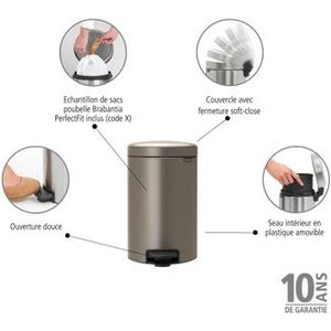 Brabantia NewIcon Pedaalemmer 12L Platinum