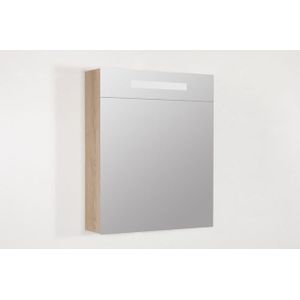 BRAUER Double Face Spiegelkast - 60x70x15cm - verlichting - geintegreerd - 1 linksdraaiende spiegeldeur - MFC - legno calore 7090L