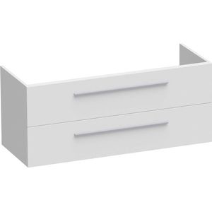 BRAUER EX WastafelOnderkast - 120x46x50cm - 2 softclose lades - zonder greep - 1 sifonuitsparing - MDF - mat wit 1223