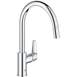 Grohe Start Curve Keukenkraan - 1-gats - hoge draaibare uittrekbare uitloop - voorsprong 21.5cm - gesloten greep - chroom 30562000