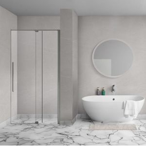 Aqua Vista Taviano Linea nisdeur - 90x200cm - incl. montageset - gunmetal SW1209634/SW1209676