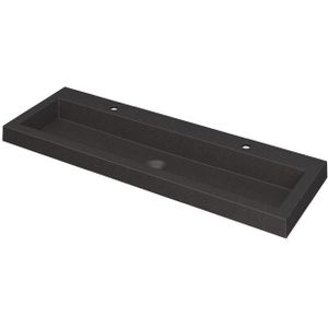 INK Dock wastafel - 120x40x6cm - 1 wasbak - 2 kraangaten - Quartz zwart 3415232