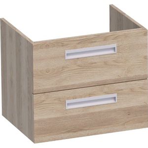 BRAUER IQ Wastafelonderkast - 60x46x50cm - 2 softclose lades - standaard greep - 1 sifon - uitsparing - MFC - legno calore 1326IQ