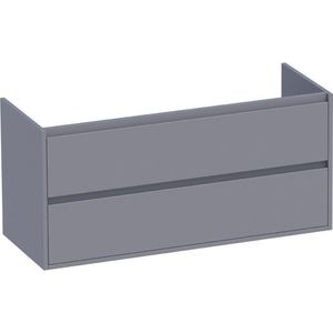 BRAUER New Future Wastafelonderkast - 120x46x55cm - 2 greeploze softclose lades - 2 sifonuitsparingen - MDF - mat grijs 1579