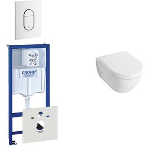 Villeroy & Boch Subway Compact Toiletset - inbouwreservoir - diepspoel wandcloset - bedieningsplaat verticaal - wit 0729205/0729242/1024232/1025456/