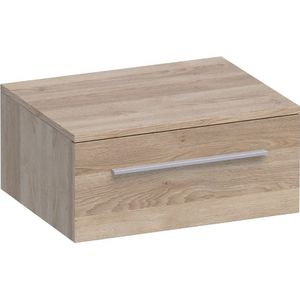 BRAUER Sharp Wastafelonderkast - 60x46x27cm - 1 softclose lade - zonder greep - zonder sifonuitsparing - topblad MFC - legno calore 1618